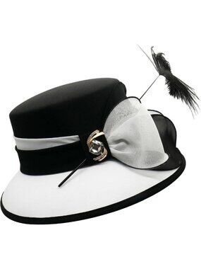 Elegant Women's Church Derby Hat - Vintage 1920s Formal Dress Hat with Feather